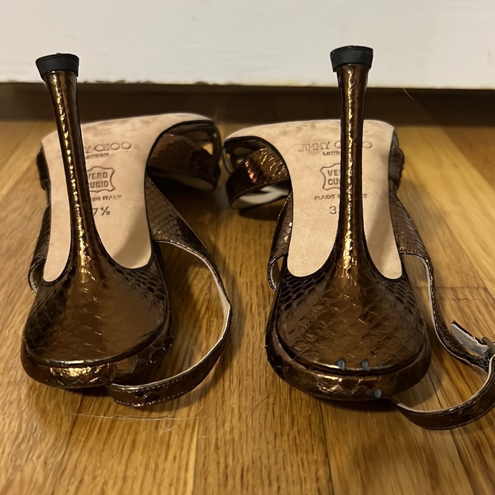 Jimmy Choo Metallic Bronze Embossed Python Leathe… - image 4